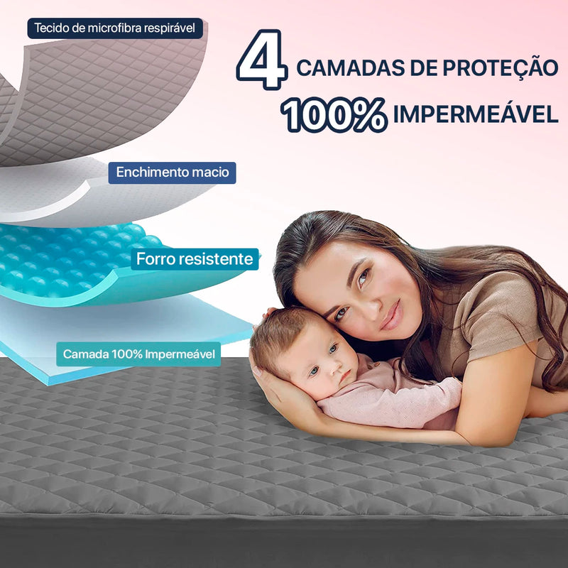 Protetor de colchão impermeável com elástico - aconchego store